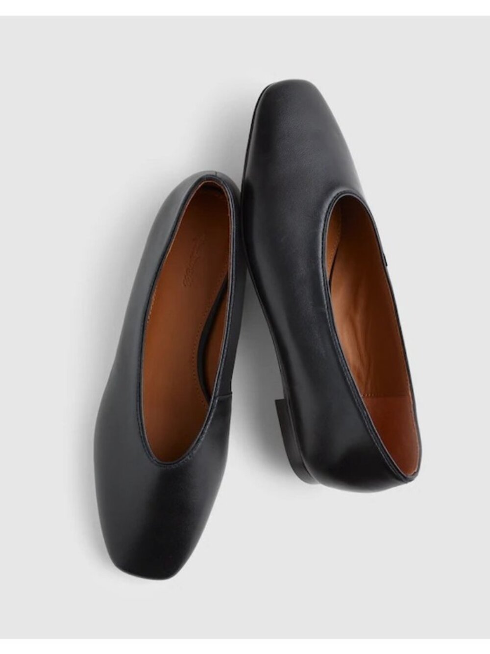 Madewell Mylie Ballet Flats Black Leather Size 6M Square Toe Slip-On NX050